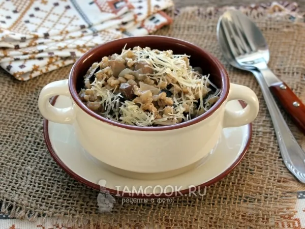 Фото блюда: Ризотто из перловки с грибами