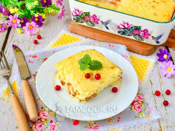 Фото блюда: Творожная запеканка с рисом и изюмом