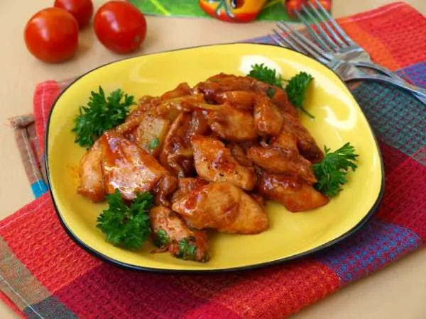 Фото блюда: Курица в кисло-сладком соусе