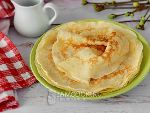 Фото блюда: Блины на сыворотке с манкой