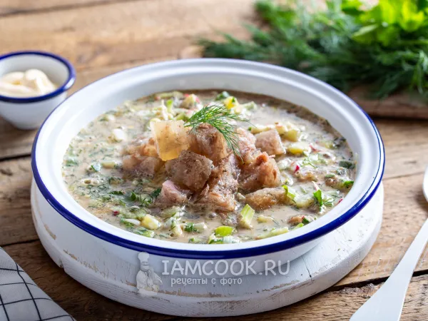 Фото блюда: Окрошка с холодцом на квасе