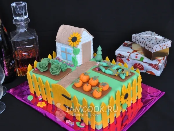 Фото готового блюда: Торт из мастики «Огород»