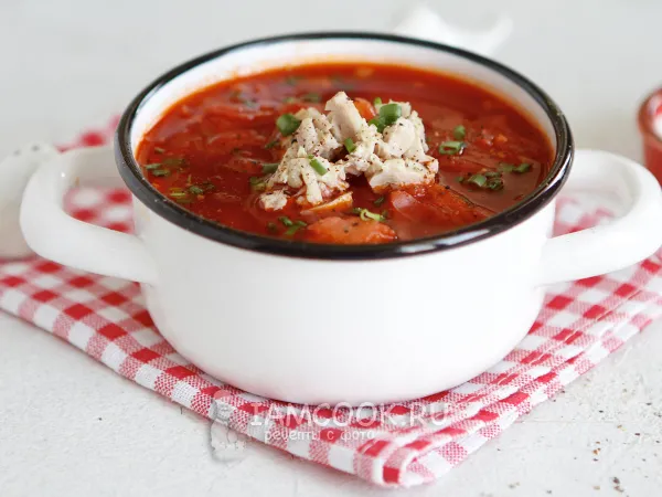 Фото блюда: Борщ с курицей без зажарки