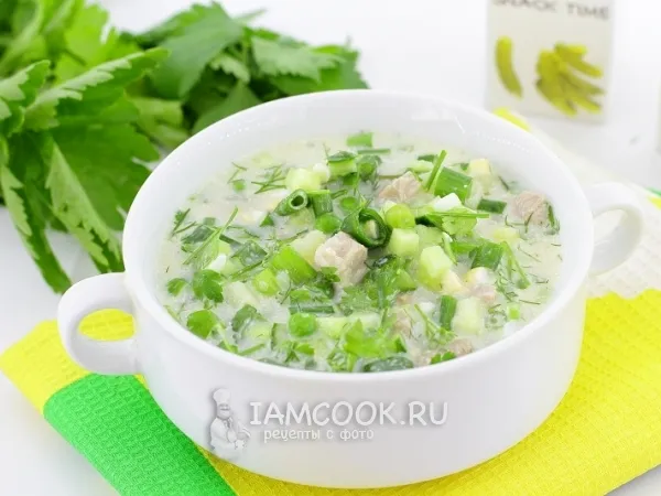 Фото готового блюда: Окрошка на майонезе со свининой