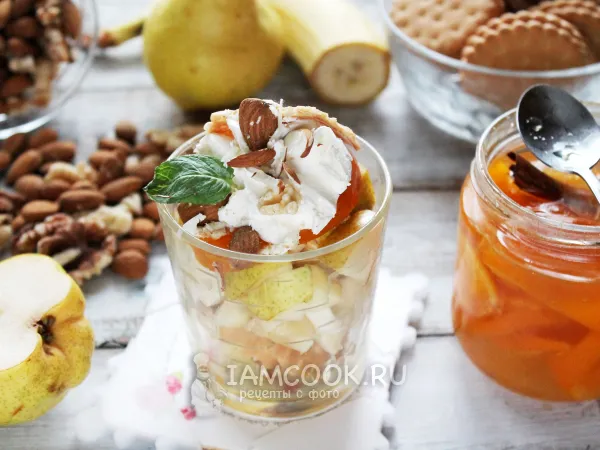 Фото готового блюда: Орехово-фруктовый трайфл с мороженым