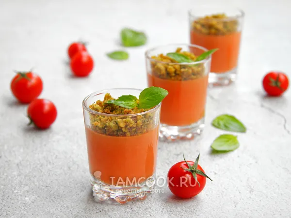 Фото блюда: Мусс из запеченных помидоров с базиликовой крошкой