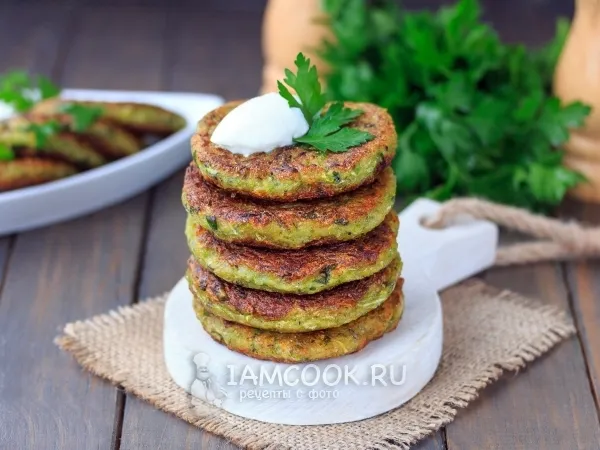 Фото блюда: Постные оладьи из кабачков без яиц