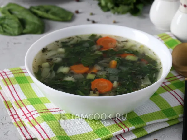 Фото блюда: Постный суп из шпината
