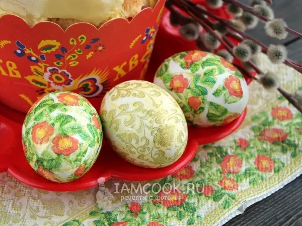 Фото блюда: Декупаж пасхальных яиц
