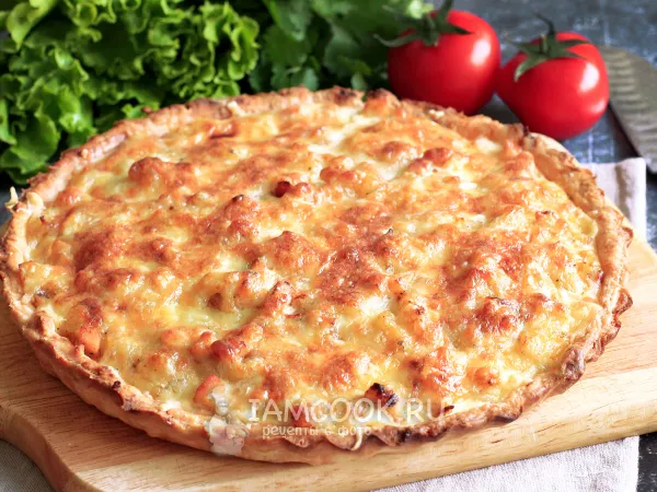 Фото готового блюда: Киш с курицей и картошкой