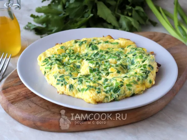 Фото готового блюда: Омлет с зелёным луком