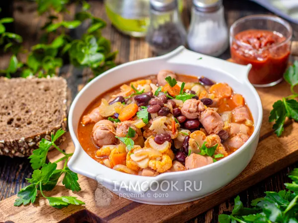Фото блюда: Фасоль с колбасками