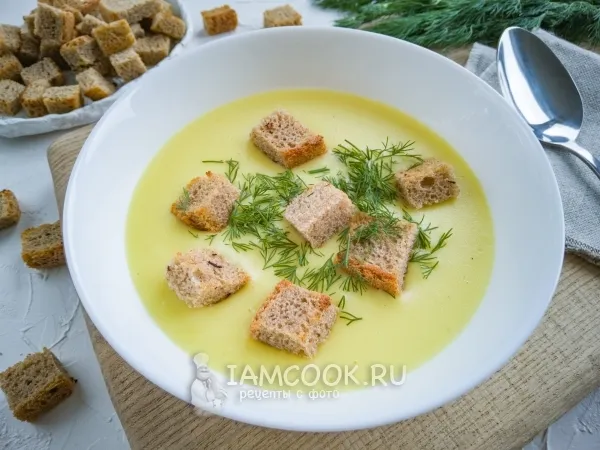 Фото блюда: Суп-пюре из картофеля с гренками