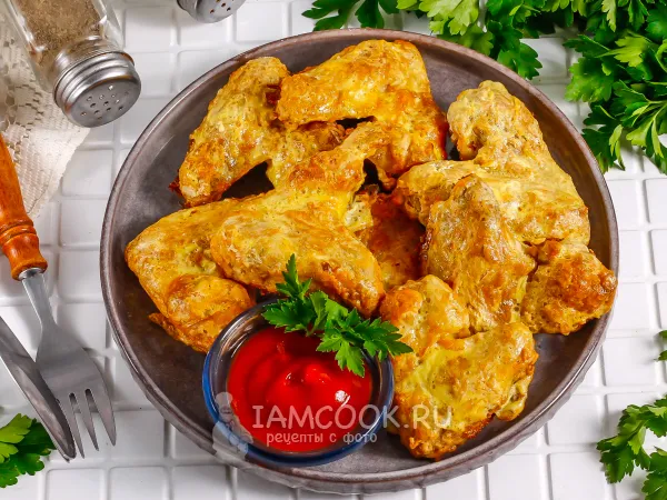 Фото готового блюда: Куриные крылышки в панировке в духовке