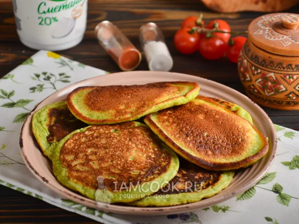 Фото готового блюда: Оладьи со шпинатом (на кефире)