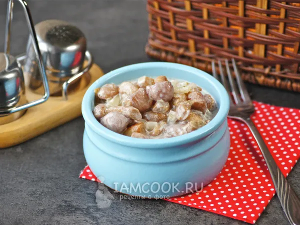 Фото готового блюда: Тушеные опята в сметане