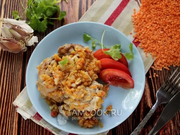 Фото блюда: Каша из чечевицы с курицей