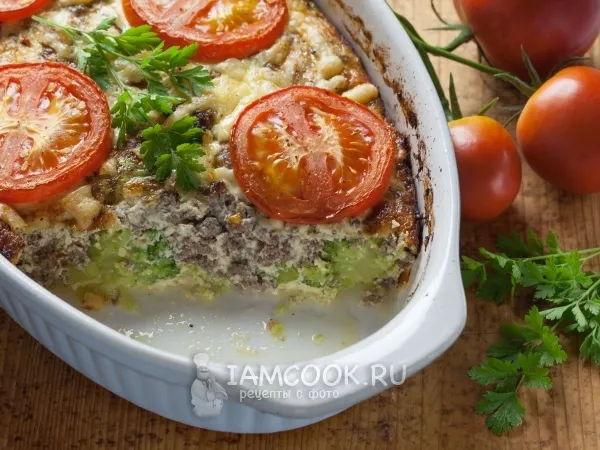 Фото блюда: Запеканка с брокколи и фаршем