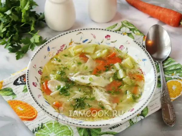 Фото блюда: Куриный суп с пастой орзо