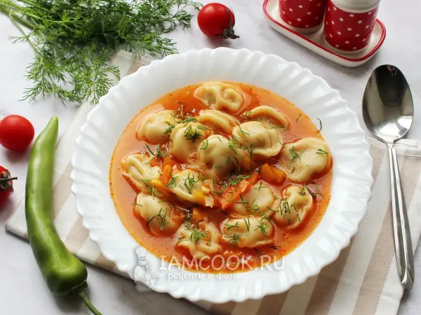 Фото готового блюда: Суп с пельменями по-узбекски