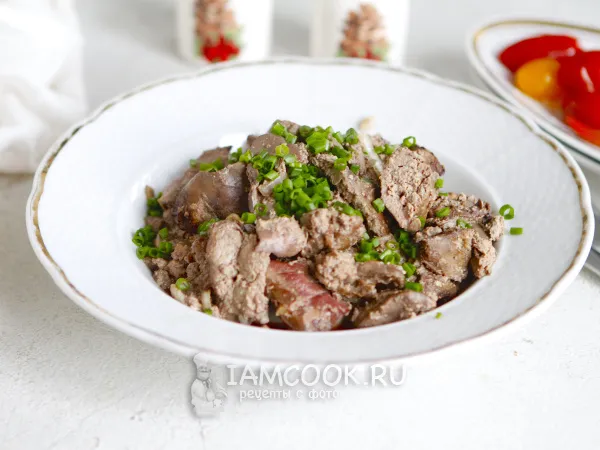 Фото готового блюда: Куриная печень в сметане в аэрогриле