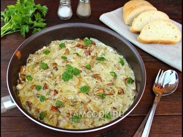 Фото готового блюда: Свинина с грибами в сливочном соусе