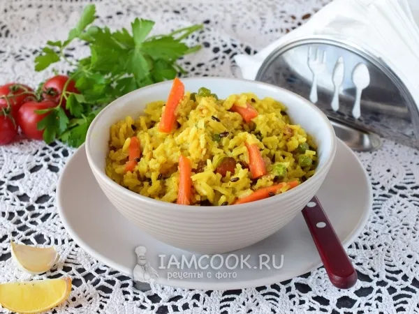Фото готового блюда: Постный плов с овощами