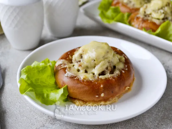 Фото блюда: Баранки, фаршированные фаршем, в духовке
