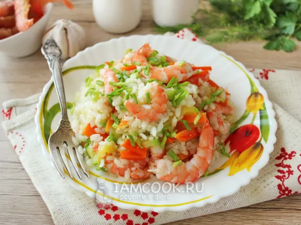 Фото блюда: Постный рис с креветками