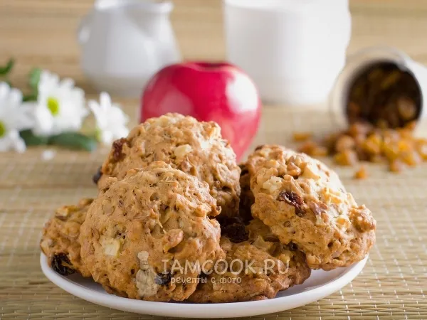 Фото готового блюда: Печенье овсяное с яблоками