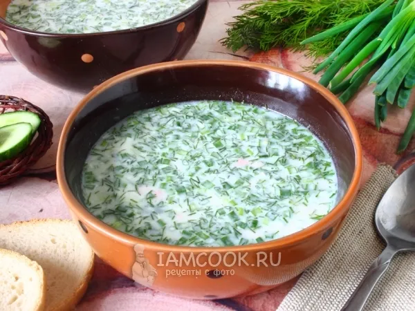 Фото готового блюда: Окрошка на кефире с минералкой и горчицей