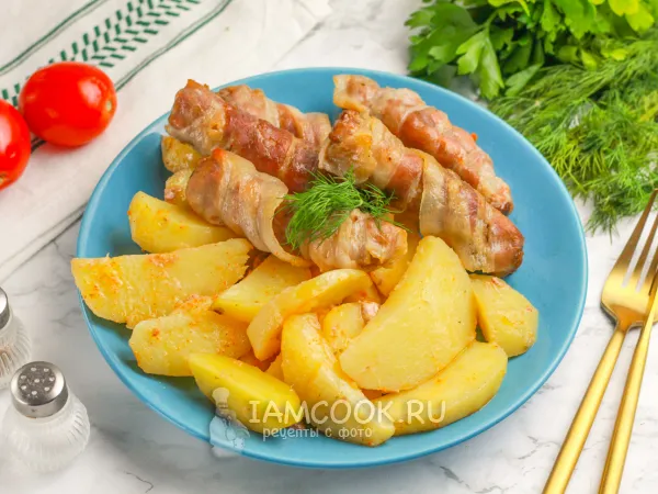 Фото готового блюда: Картошка с чевапчичи в духовке
