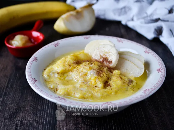 Фото блюда: Кукурузная каша с грушей и бананом