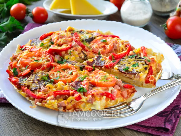 Фото блюда: Пицца из резаного лаваша на сковороде