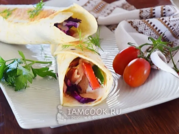 Фото готового блюда: Греческий гирос из свинины по-домашнему