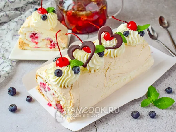 Фото готового блюда: Рулет «Павлова»