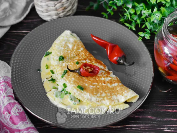 Фото готового блюда: Омлет на овсяном молоке на сковороде