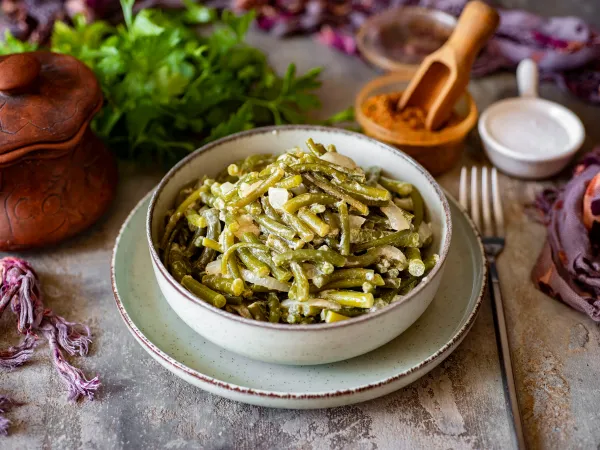 Фото блюда: Жареные чесночные стрелки как грибы