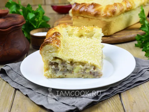 Фото готового блюда: Пирог с гречкой