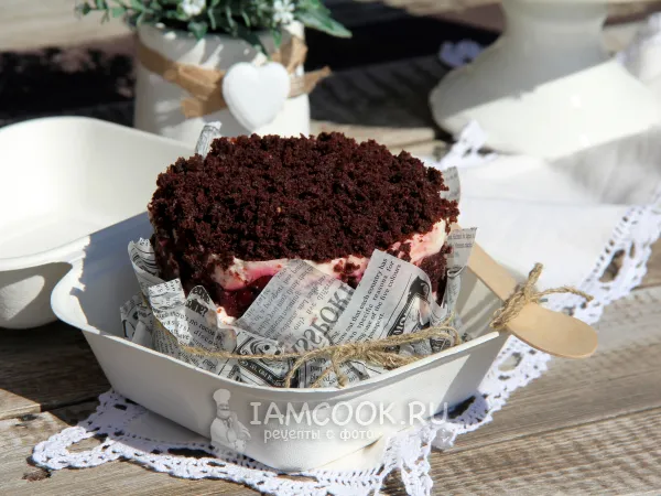 Фото блюда: Бенто-торт с вишней и шоколадными коржами