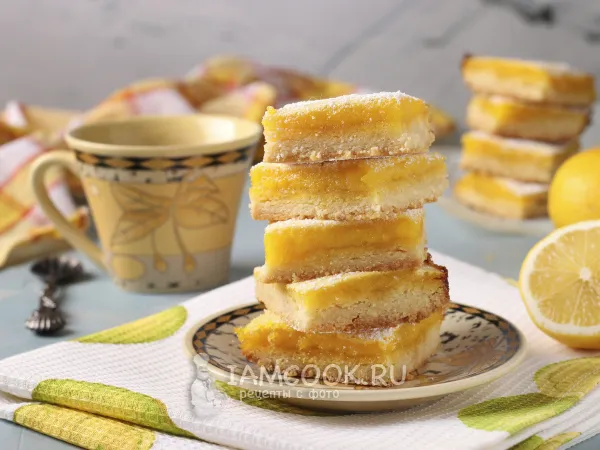 Фото готового блюда: Песочно-лимонные квадратики