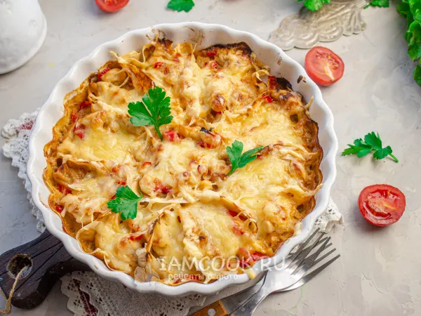 Фото готового блюда: Закуска из лаваша с курицей и сыром