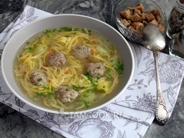 Фото блюда: Утиный суп с лапшой (и фрикадельками)