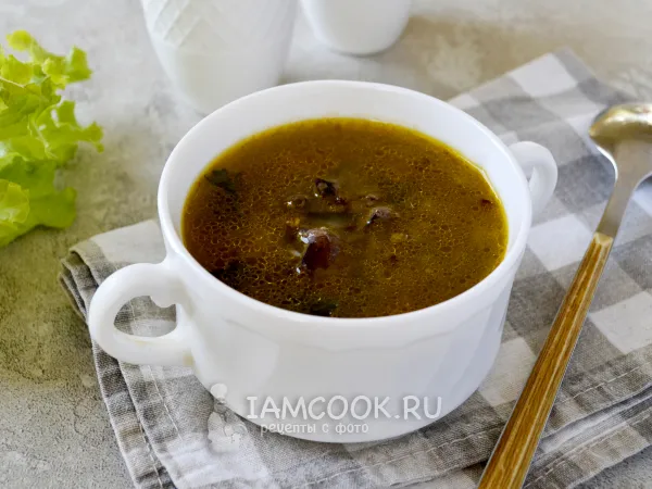 Фото готового блюда: Суп с куриной печенью и гречкой