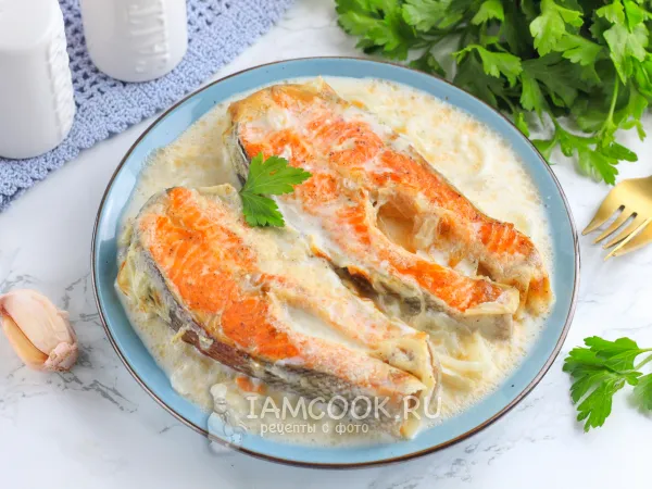 Фото блюда: Кета в сливочном соусе в духовке
