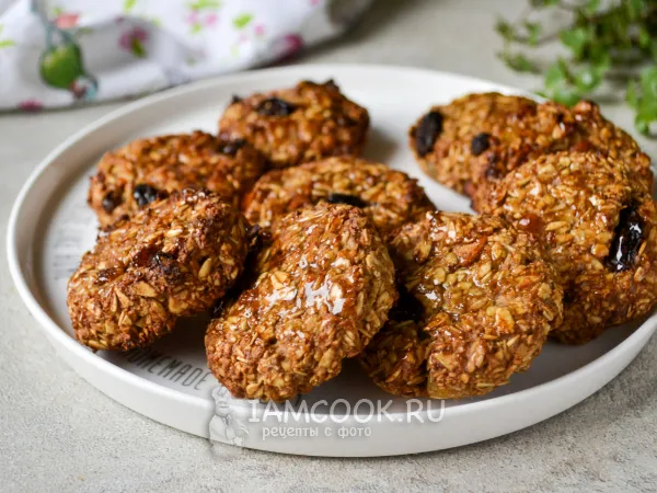 Фото готового блюда: Овсяное печенье без муки и масла