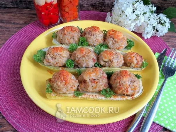 Фото блюда: Кабачки с фаршем и рисом