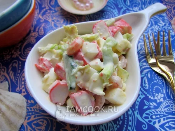 Фото блюда: Салат с креветками и крабовыми палочками