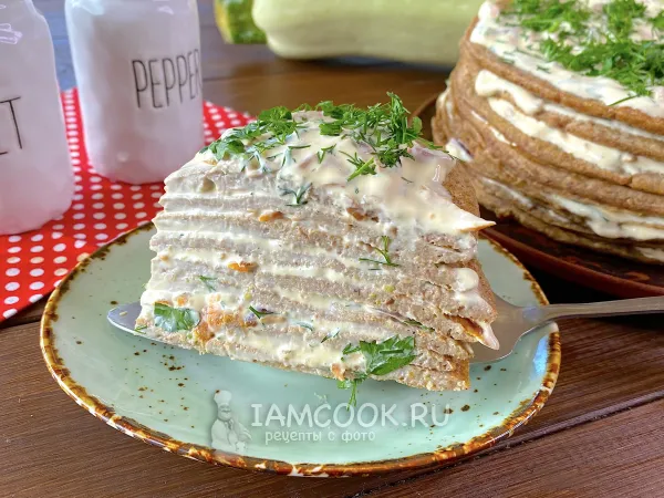 Фото блюда: Печеночный торт с кабачками