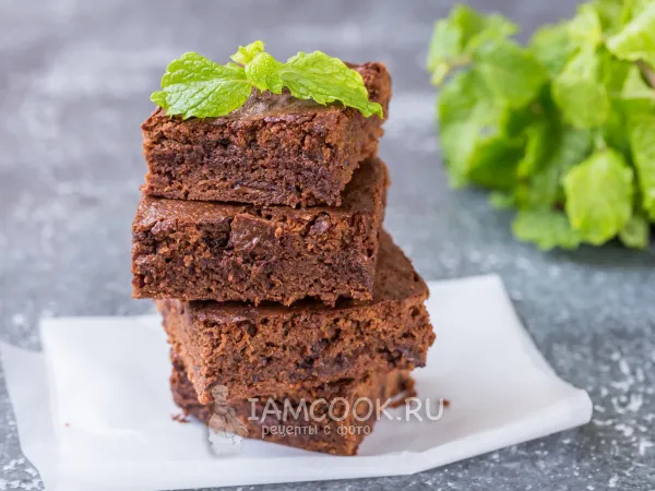 Фото блюда: Шоколадный брауни с кусочками шоколада